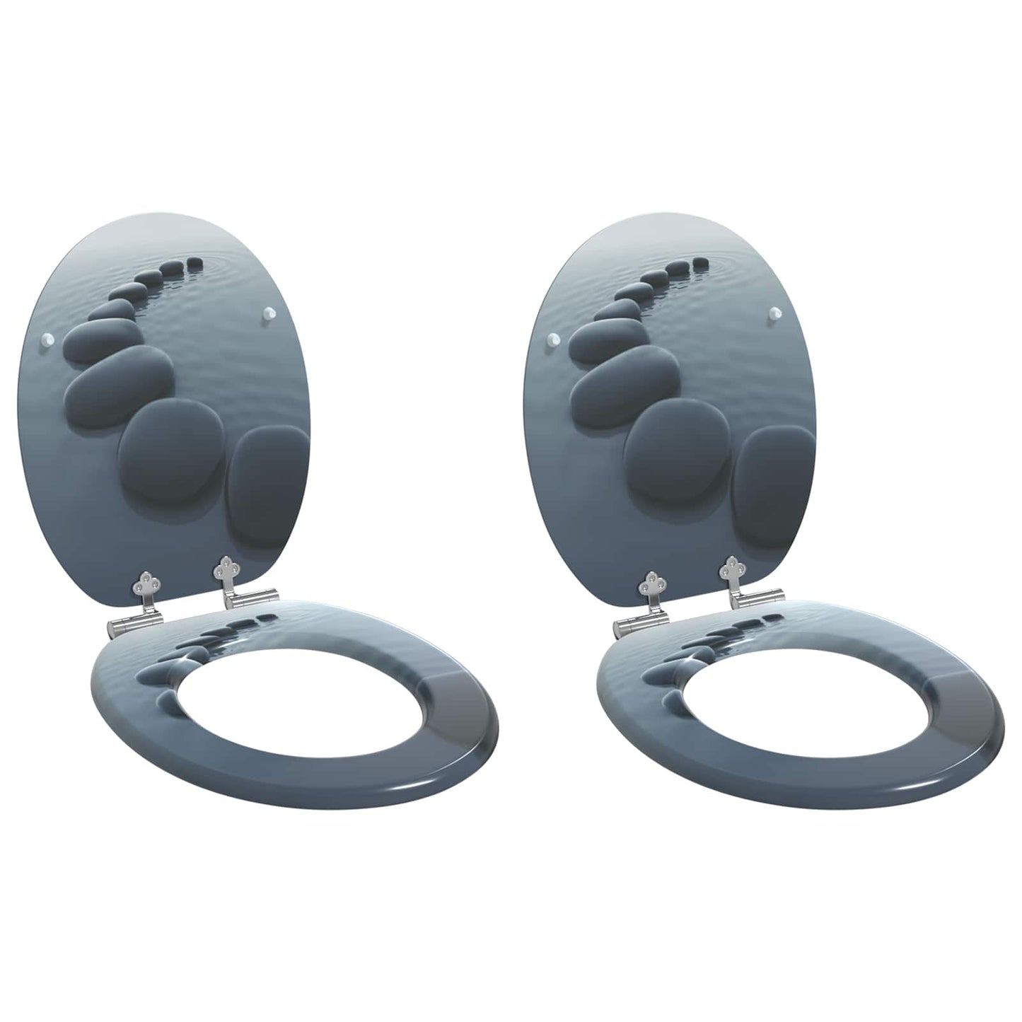 Toiletbril 2 pcs Grijs 44 x 38 cm MDF-plaat