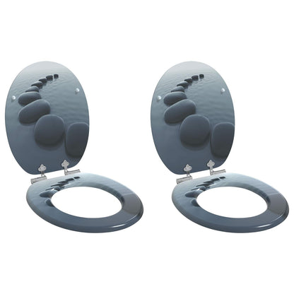 Toiletbril 2 pcs Grijs 44 x 38 cm MDF-plaat