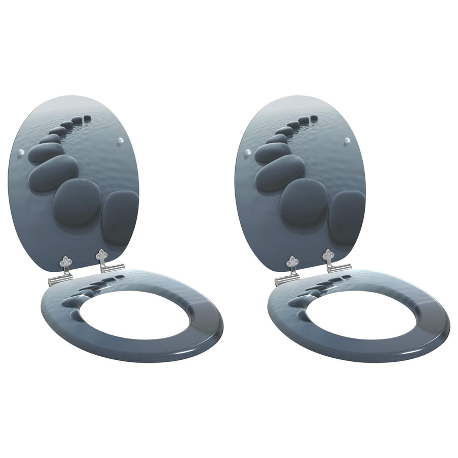 Toiletbril 2 pcs Grijs 44 x 38 cm MDF-plaat
