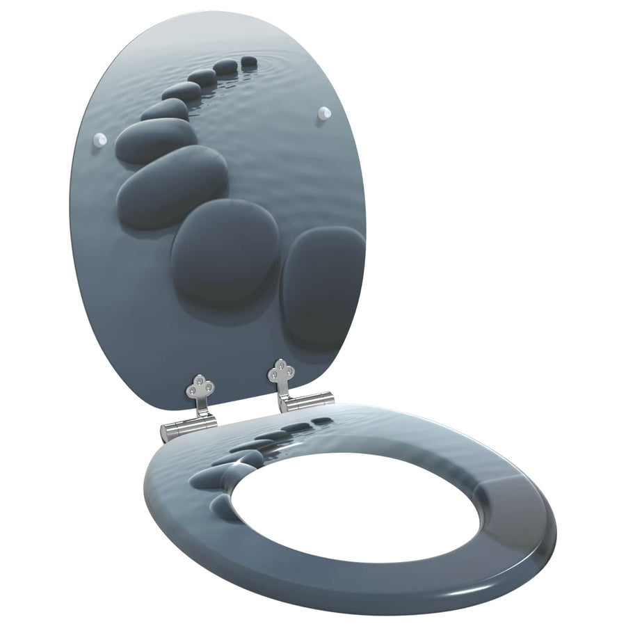 Toiletbril 2 pcs Grijs 44 x 38 cm MDF-plaat