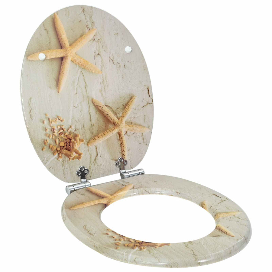 Toiletbril 2 pcs Geel en Wit 44 x 38 cm MDF-plaat