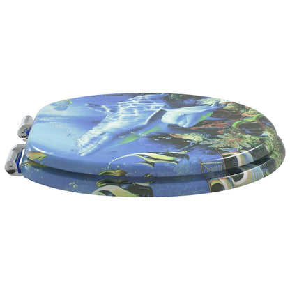 Toiletbril 2 pcs Blauw 44 x 38 cm MDF-plaat
