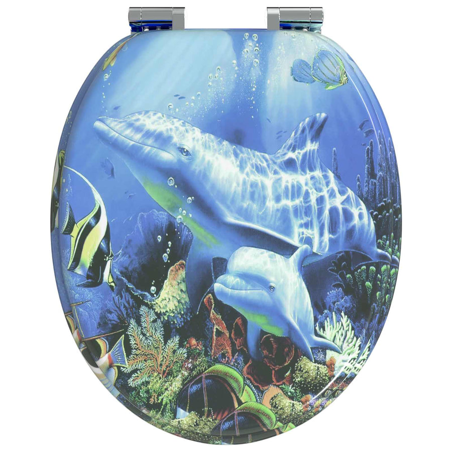 Toiletbril 2 pcs Blauw 44 x 38 cm MDF-plaat