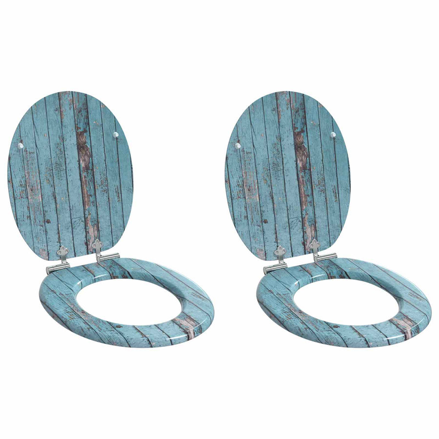 Toiletzitting 2 pcs Blauw 43,8 x 37,8 cm MDF-plaat