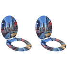 Soft Close Toilet Seat 2 pcs Multicolour 44 x 38 cm MDF Board