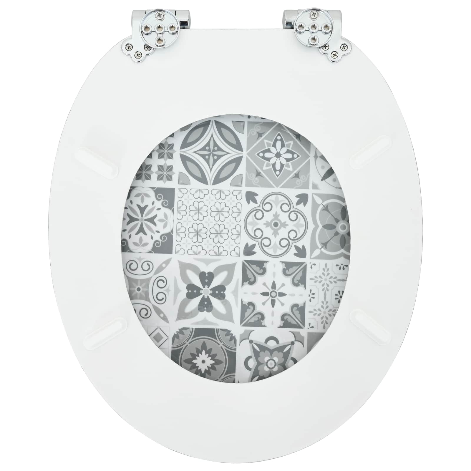 Toiletbril 2 pcs Blauw en Wit Porselein 44 x 38 cm MDF-plaat