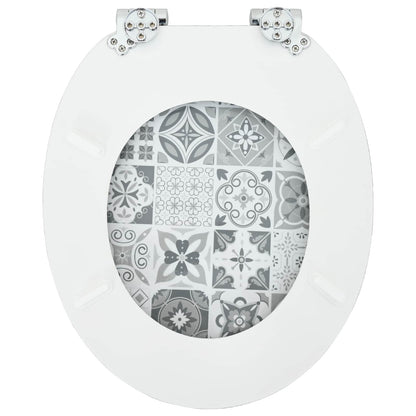 Toiletbril 2 pcs Blauw en Wit Porselein 44 x 38 cm MDF-plaat