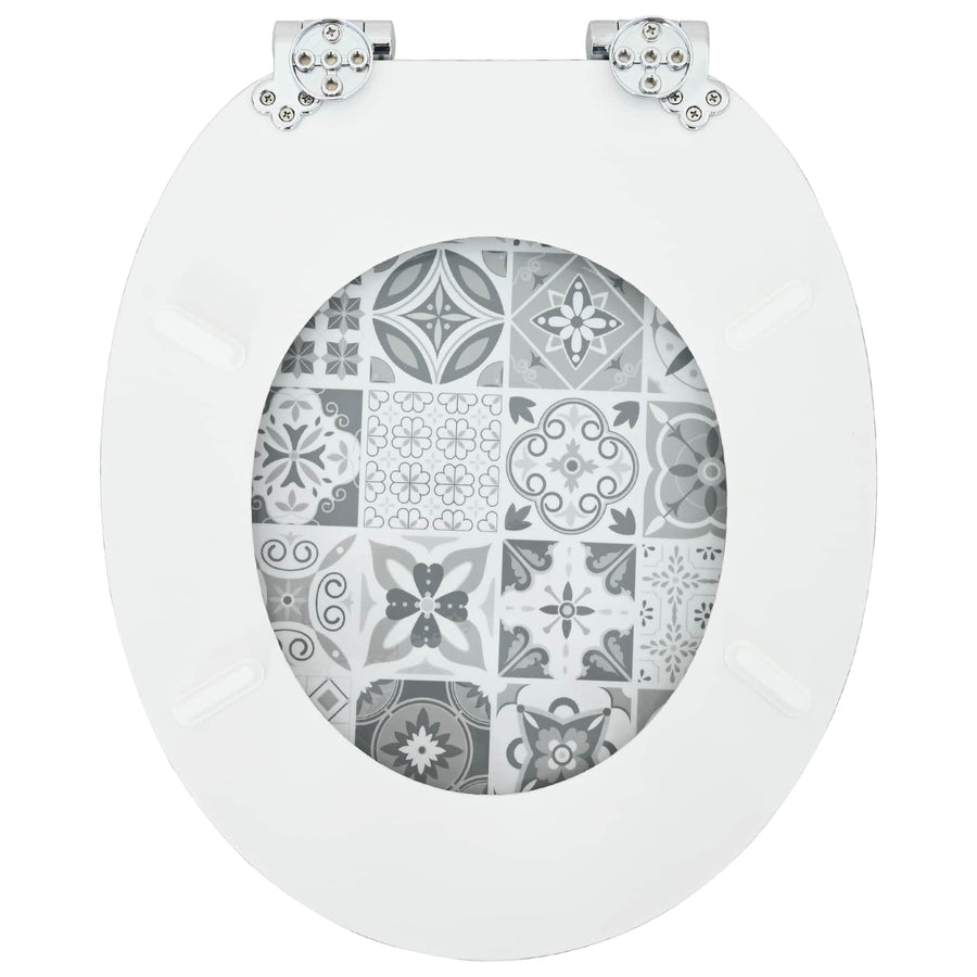 Toiletbril 2 pcs Blauw en Wit Porselein 44 x 38 cm MDF-plaat