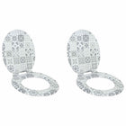 Soft close toilet seat 2 pcs Blue and White Porcelain 44 x 38 cm
