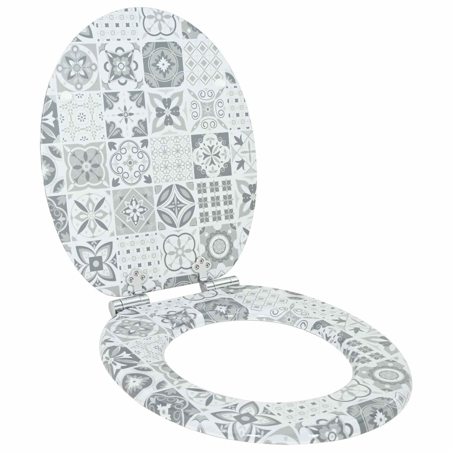 Toiletbril 2 pcs Blauw en Wit Porselein 44 x 38 cm MDF-plaat