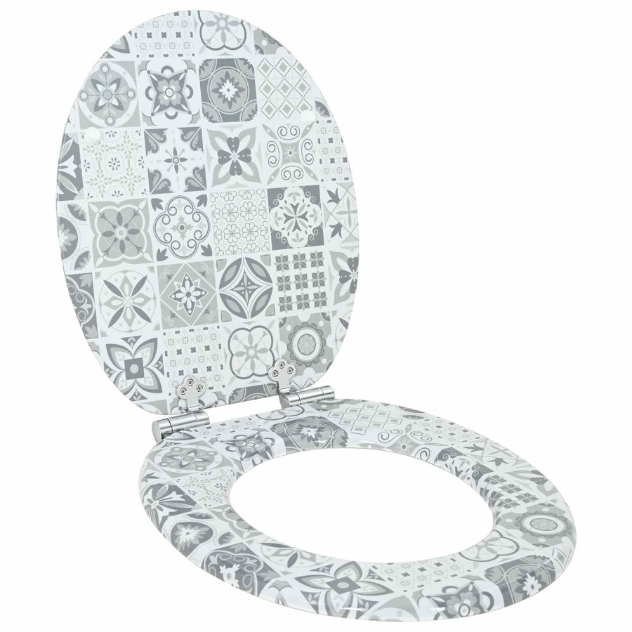 Toiletbril 2 pcs Blauw en Wit Porselein 44 x 38 cm MDF-plaat