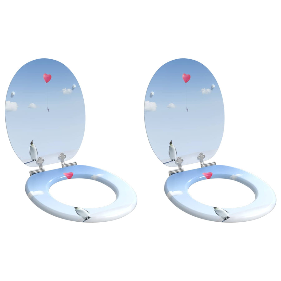 Toiletzitting 2 pcs Blauw 43,8 x 37,8 cm MDF-plaat