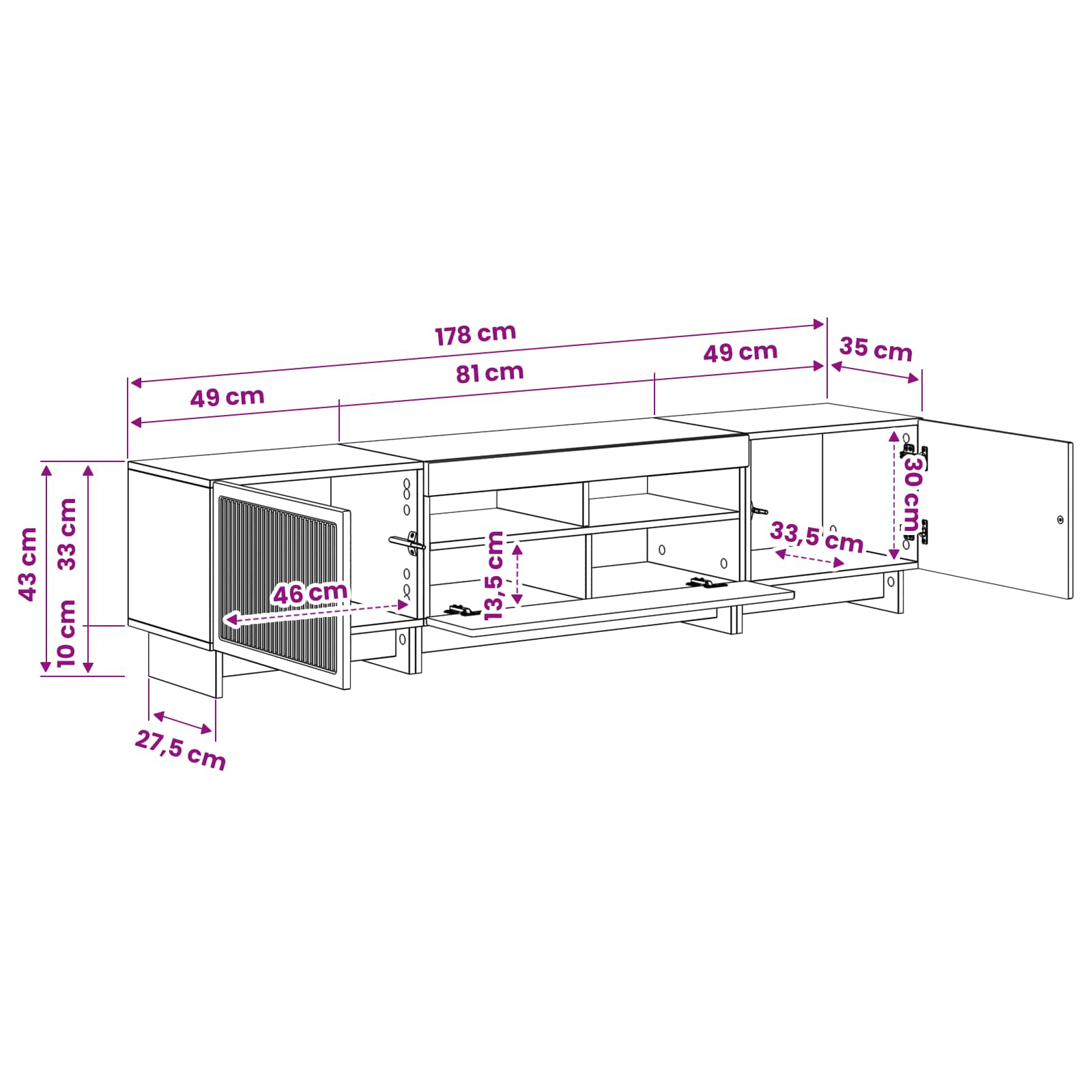5-delige LED TV-kast Sonoma Eiken Bewerkt hout