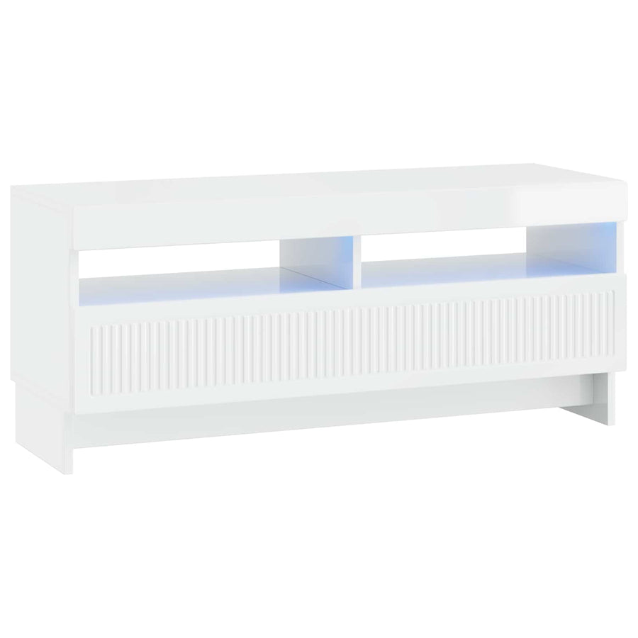 5-delige LED TV-kast Hoogglans Wit Bewerkt hout