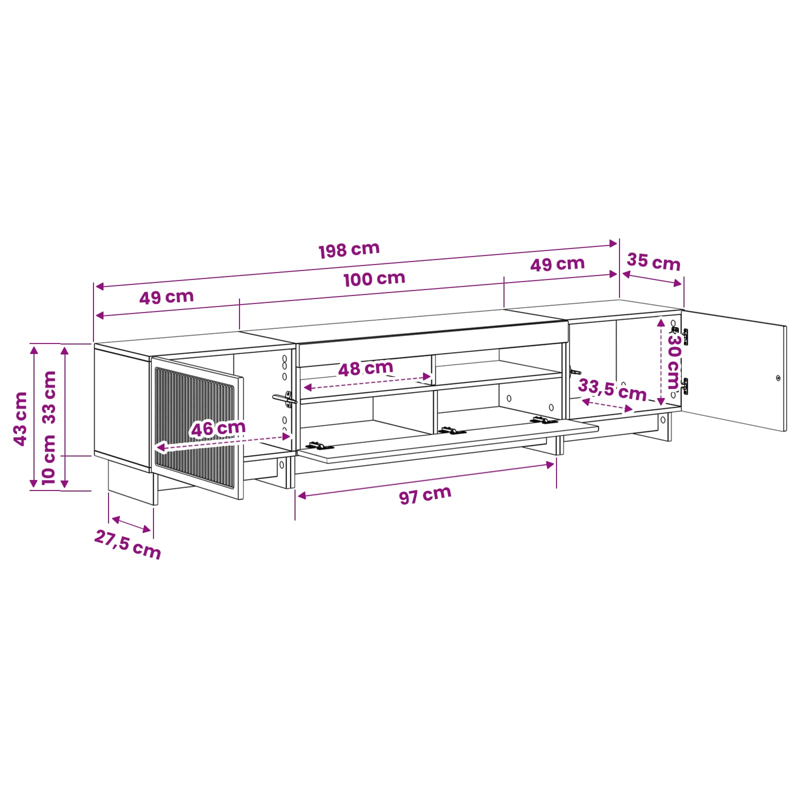 5-delige LED TV-kast Gerookt eiken Bewerkt hout