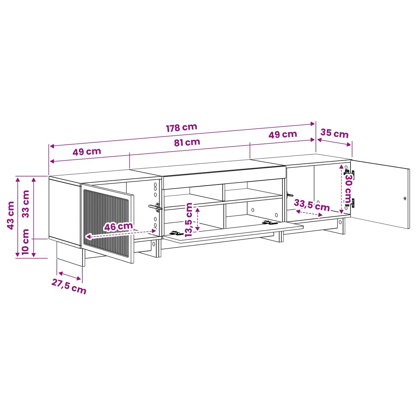 5-delige LED TV-kast Grijs Sonoma Bewerkt hout