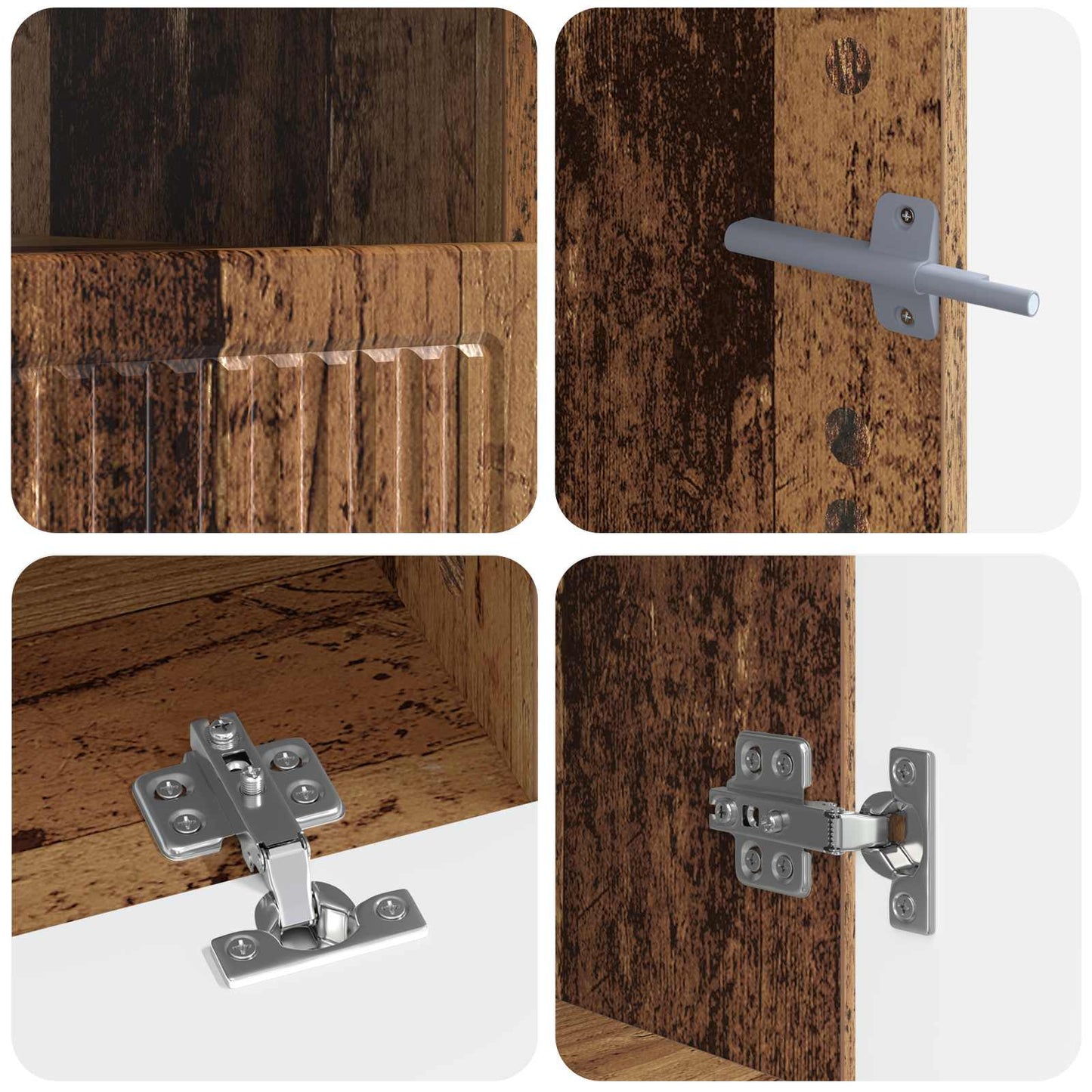5-delige LED TV-kast Oud hout Bewerkt hout