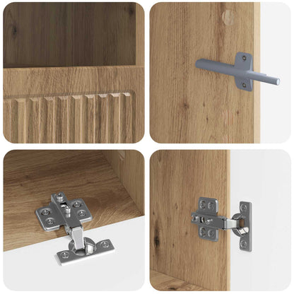 5-delige LED TV-kast Artisanaal eiken Bewerkt hout