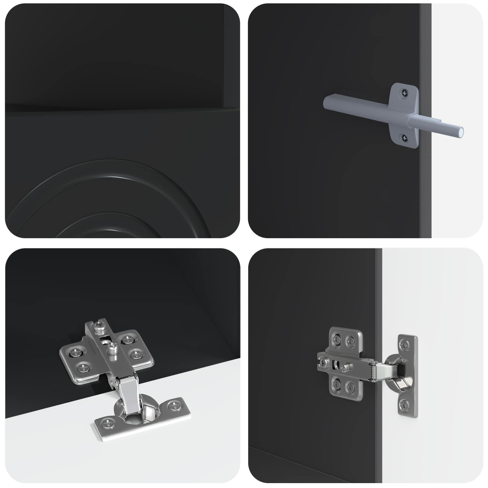 3-delige LED TV-kast Zwart Bewerkt hout