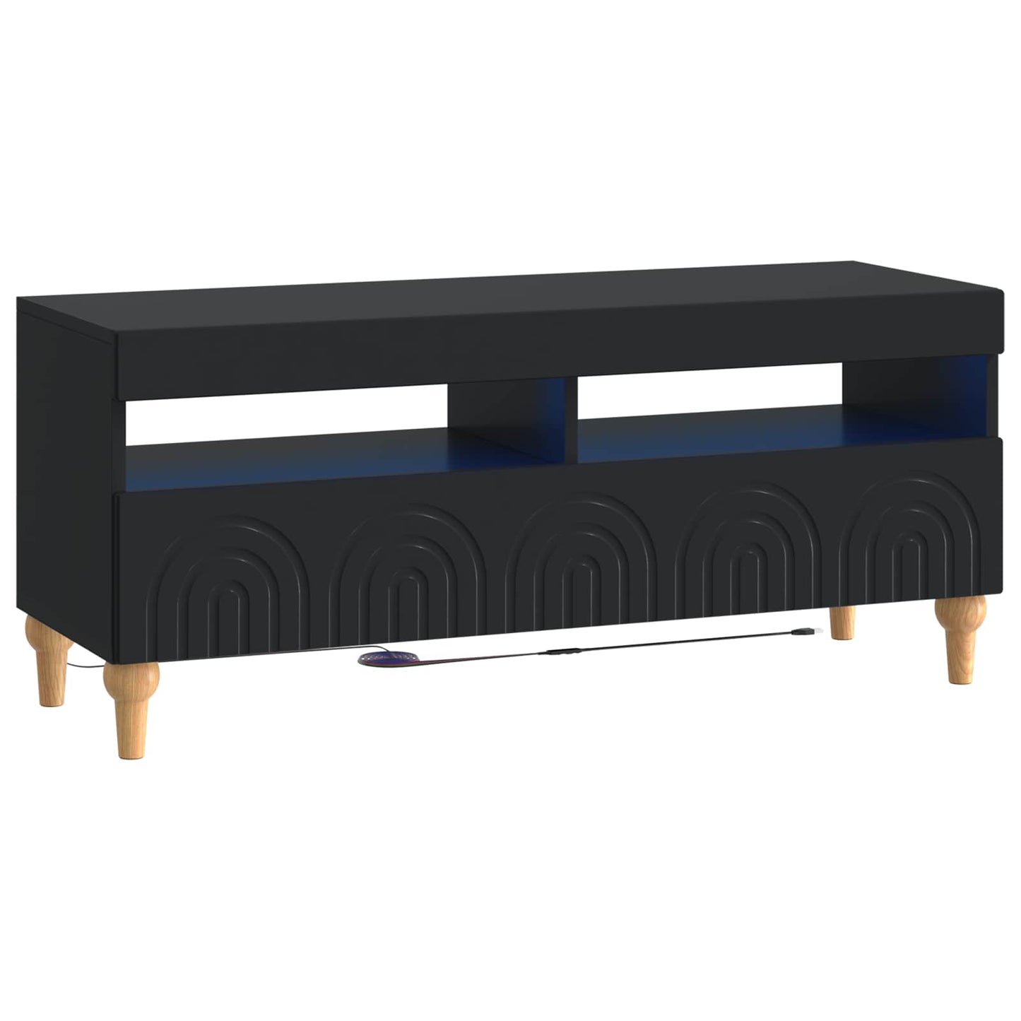 3-delige LED TV-kast Zwart Bewerkt hout