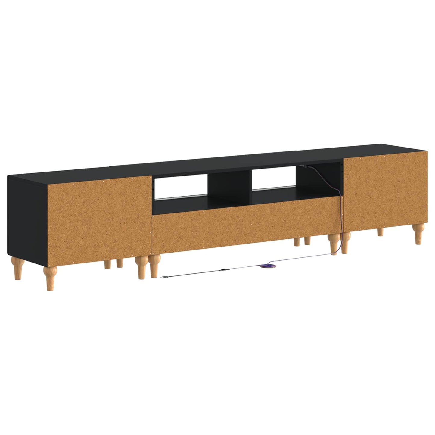 3-delige LED TV-kast Zwart Bewerkt hout