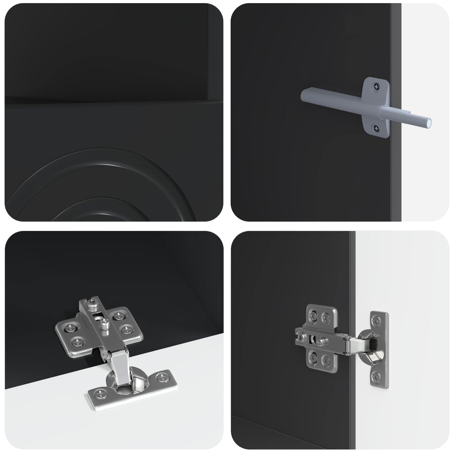 3-delige LED TV-kast Zwart Bewerkt hout