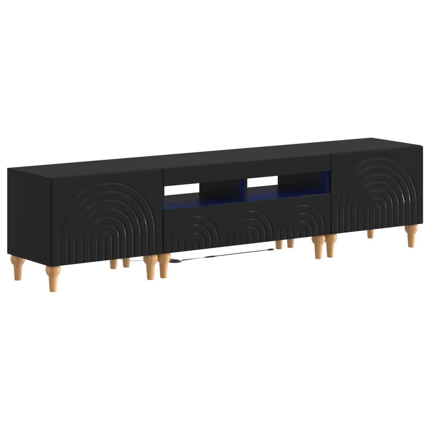 3-delige LED TV-kast Zwart Bewerkt hout