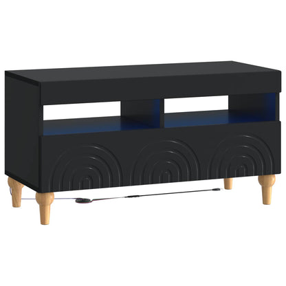 3-delige LED TV-kast Zwart Bewerkt hout