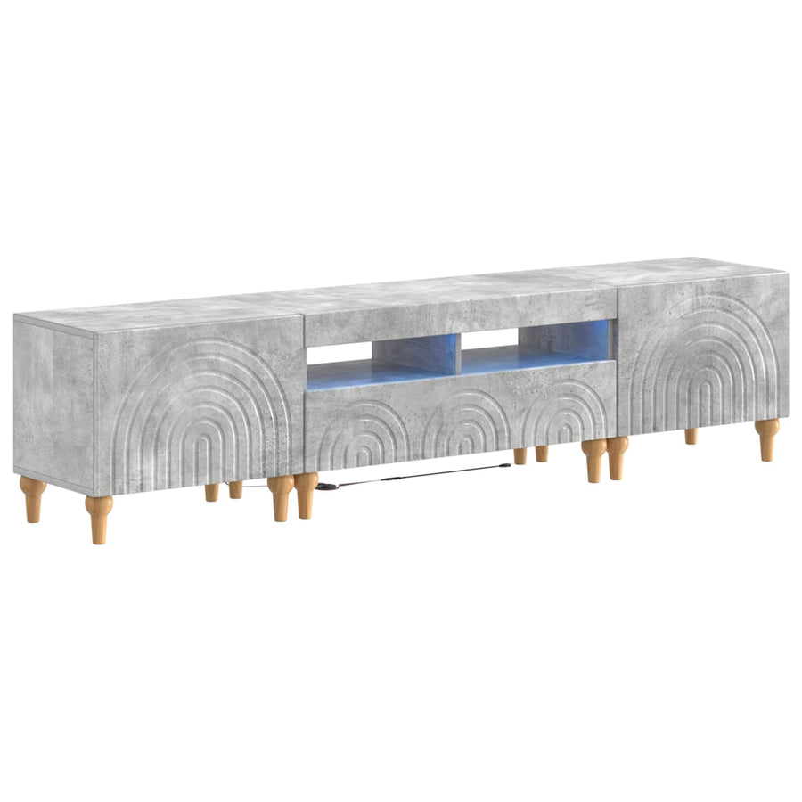 3-delige LED TV-kast Betongrijs Bewerkt hout