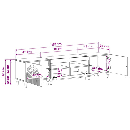3-delige LED TV-kast Betongrijs Bewerkt hout