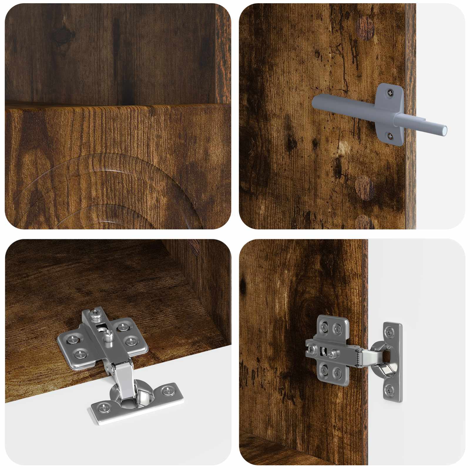 3-delige LED TV-kast Gerookt eiken Bewerkt hout