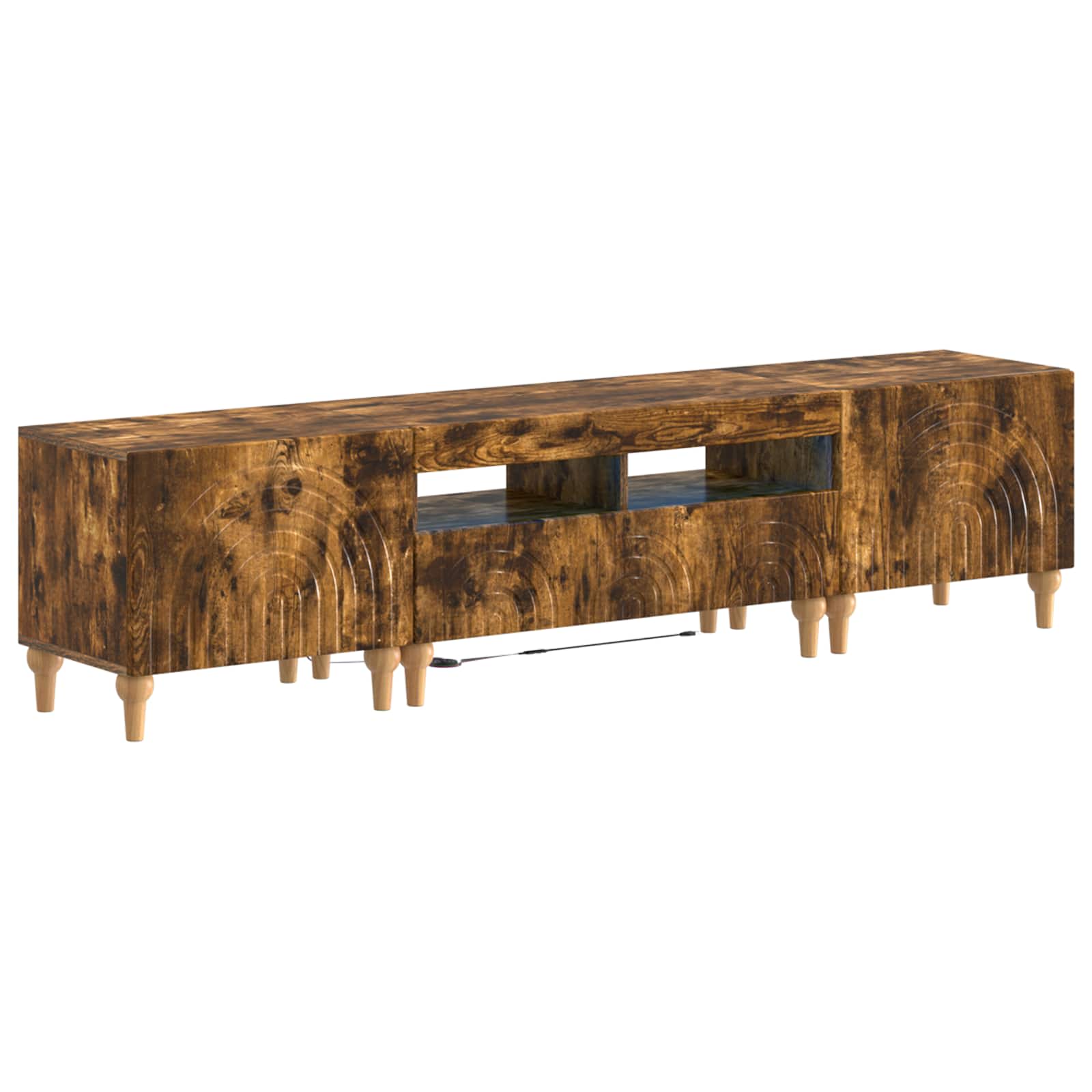 3-delige LED TV-kast Gerookt eiken Bewerkt hout