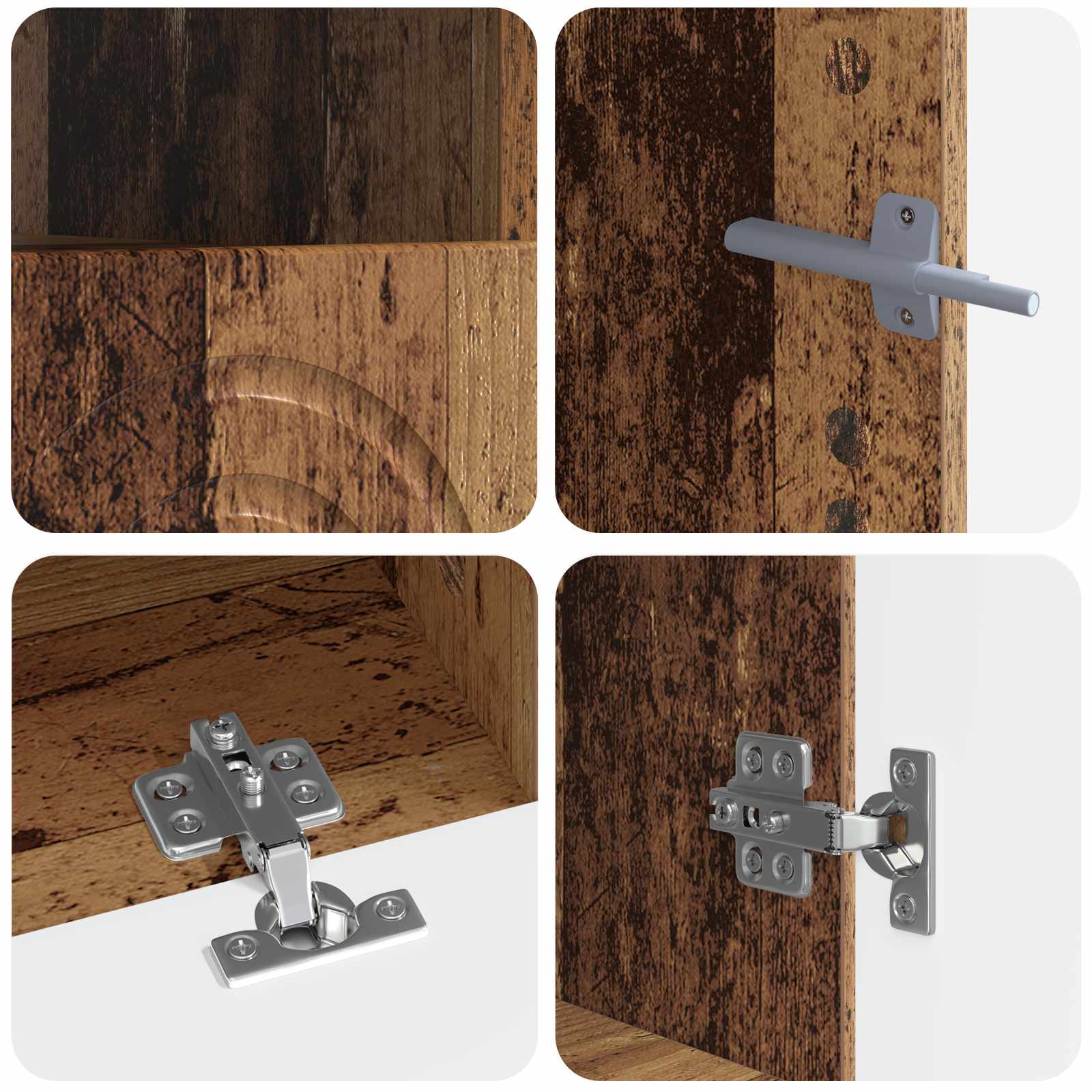 3-delige LED TV-kast Oud hout Bewerkt hout