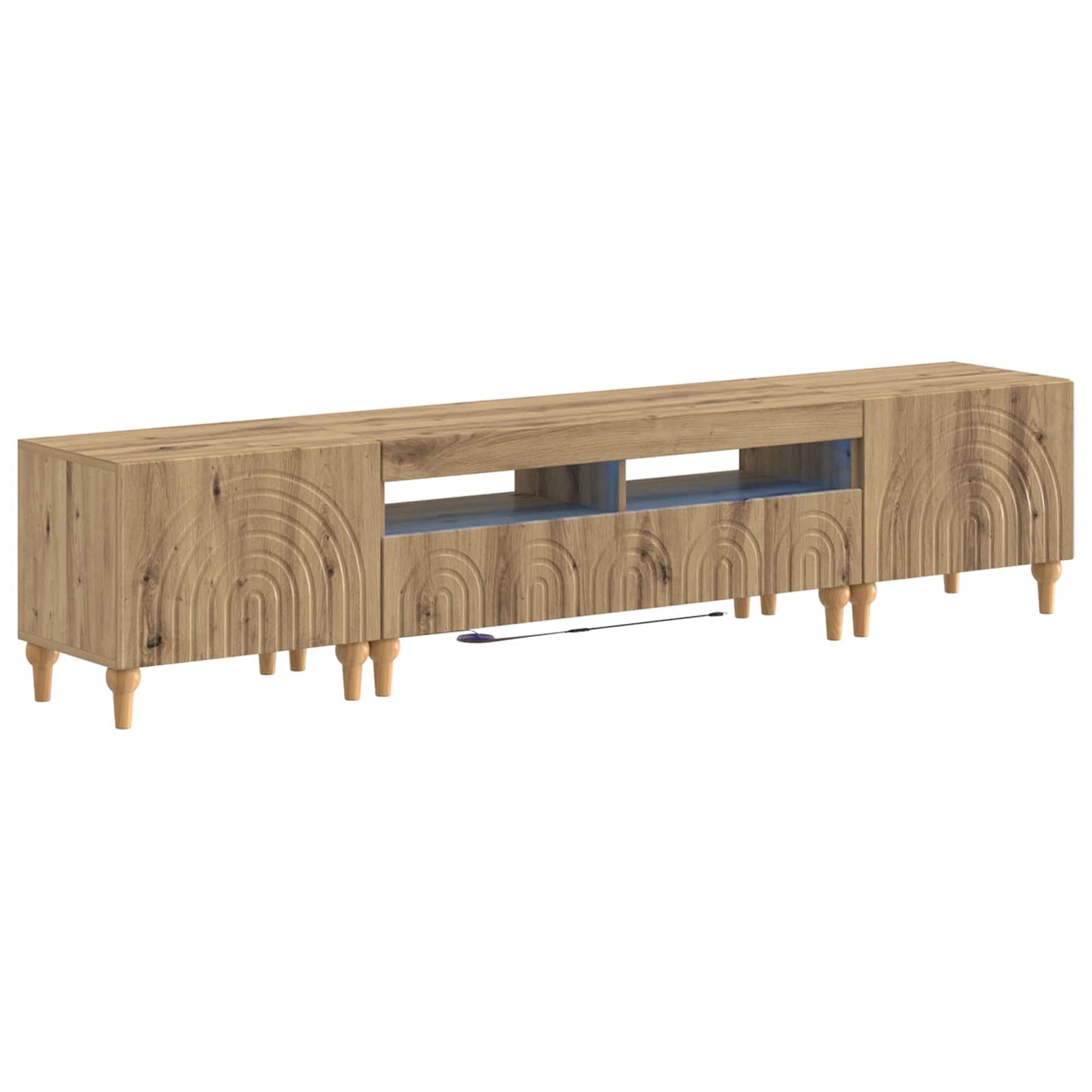 3-delige LED TV-kast Artisanaal eiken Bewerkt hout