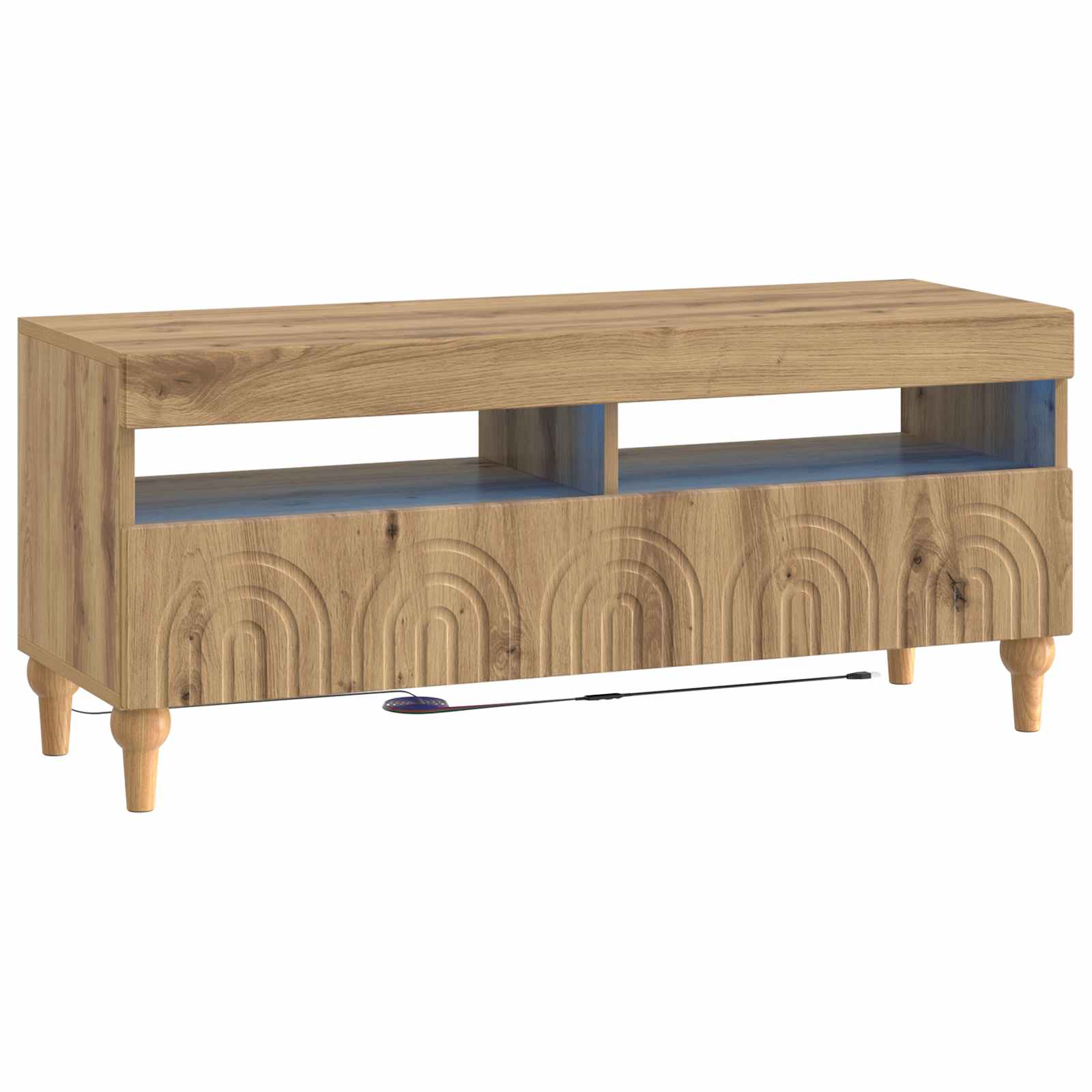 3-delige LED TV-kast Artisanaal eiken Bewerkt hout