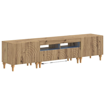 3-delige LED TV-kast Artisanaal eiken Bewerkt hout