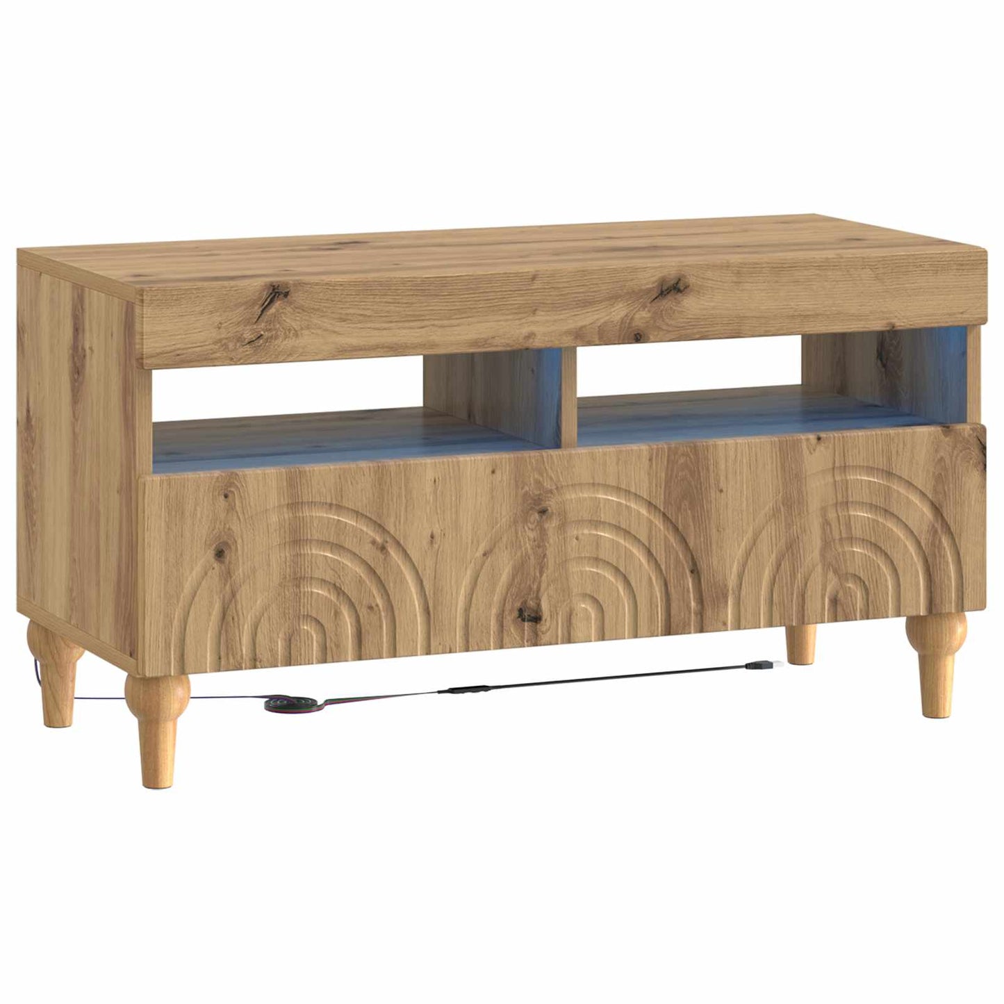 3-delige LED TV-kast Artisanaal eiken Bewerkt hout