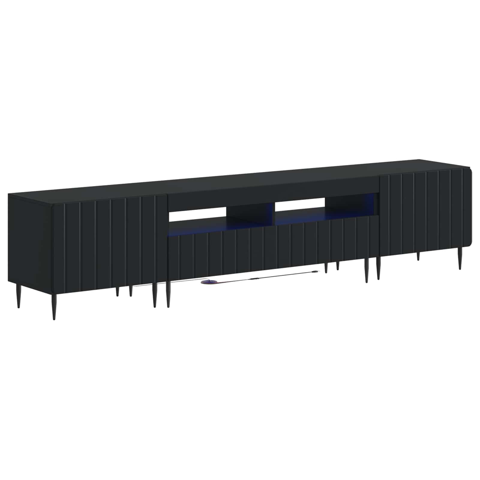 5-delige LED TV-kast Zwart Bewerkt hout