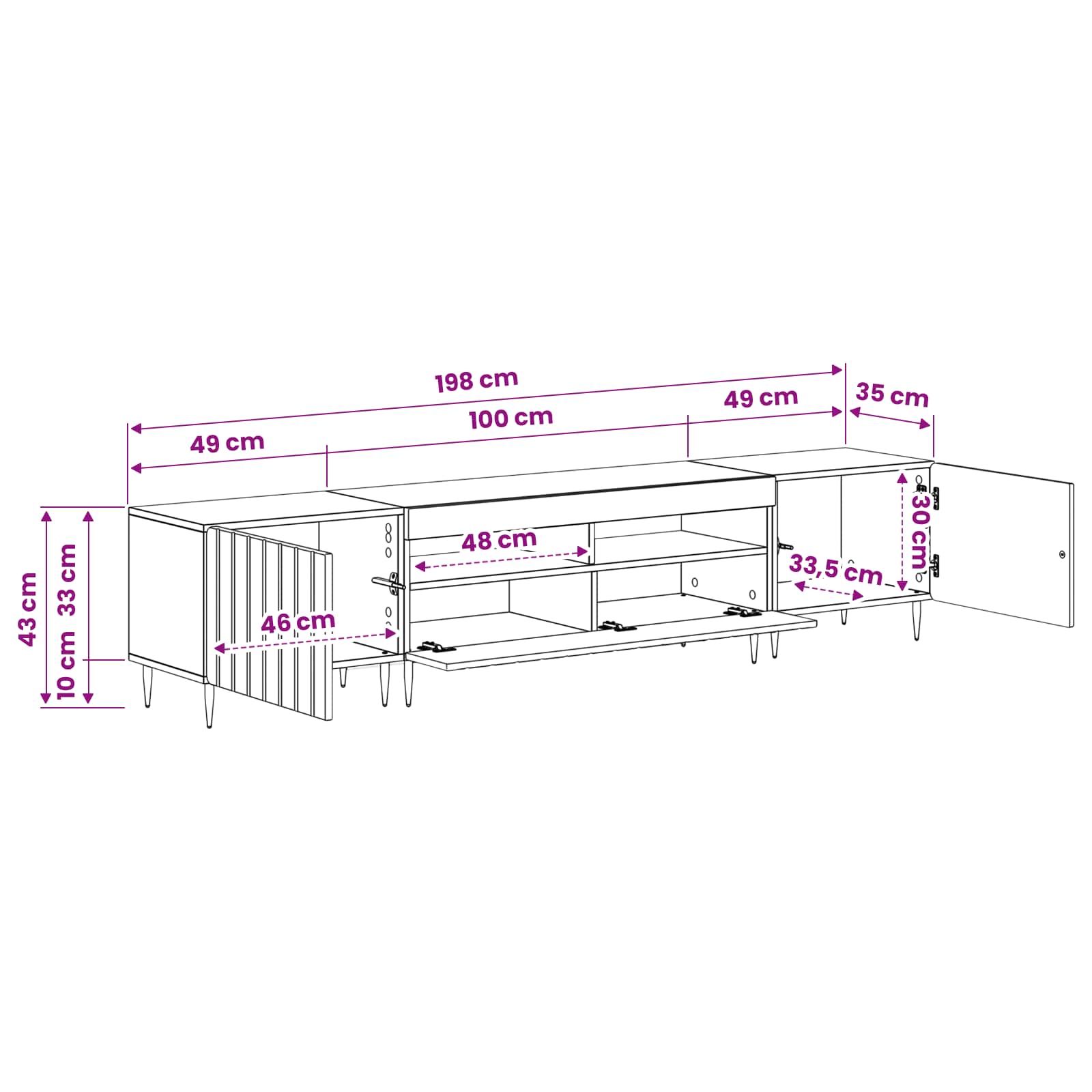 5-delige LED TV-kast Sonoma Eiken Bewerkt hout