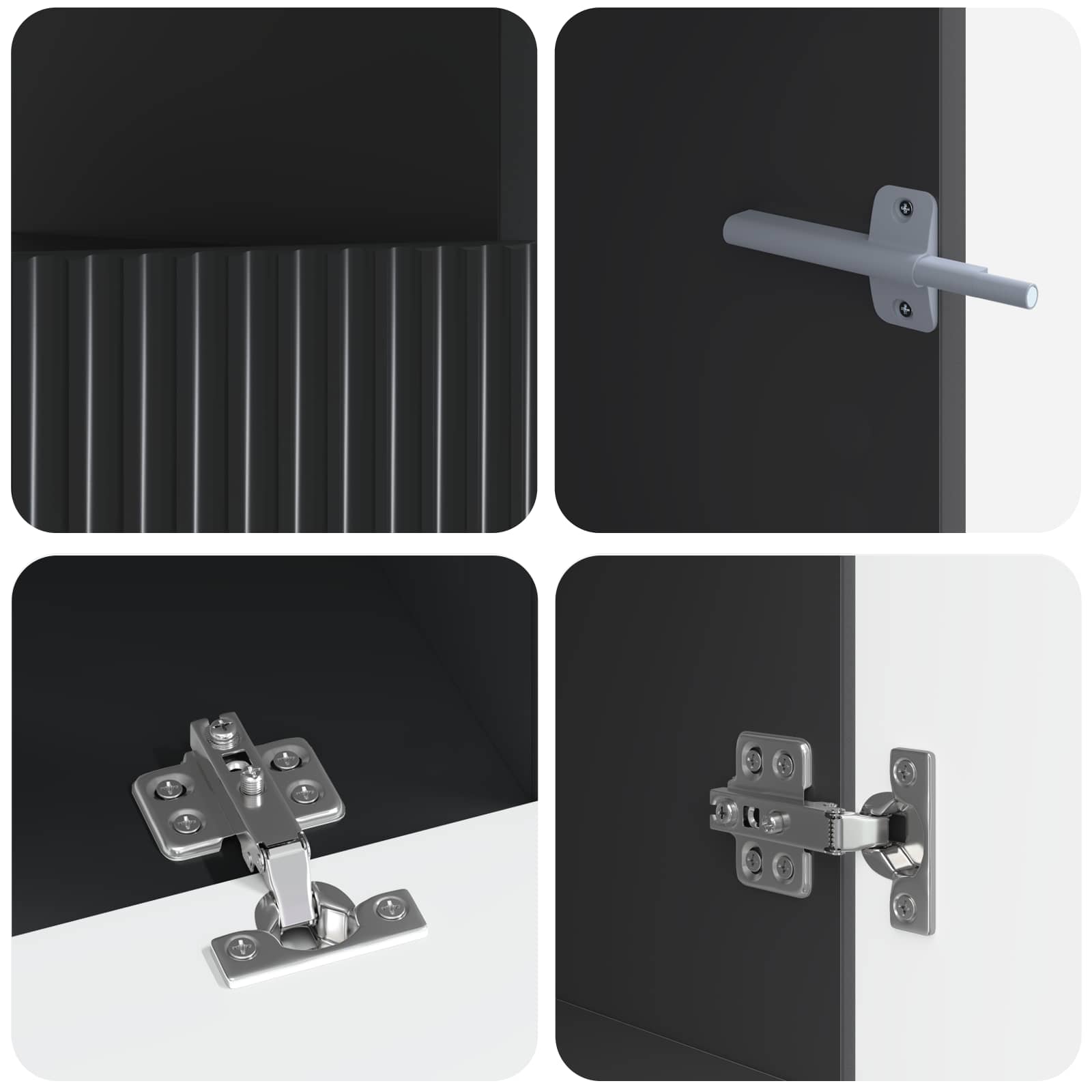 5-delige LED TV-kast ARNHEM Zwart Bewerkt hout