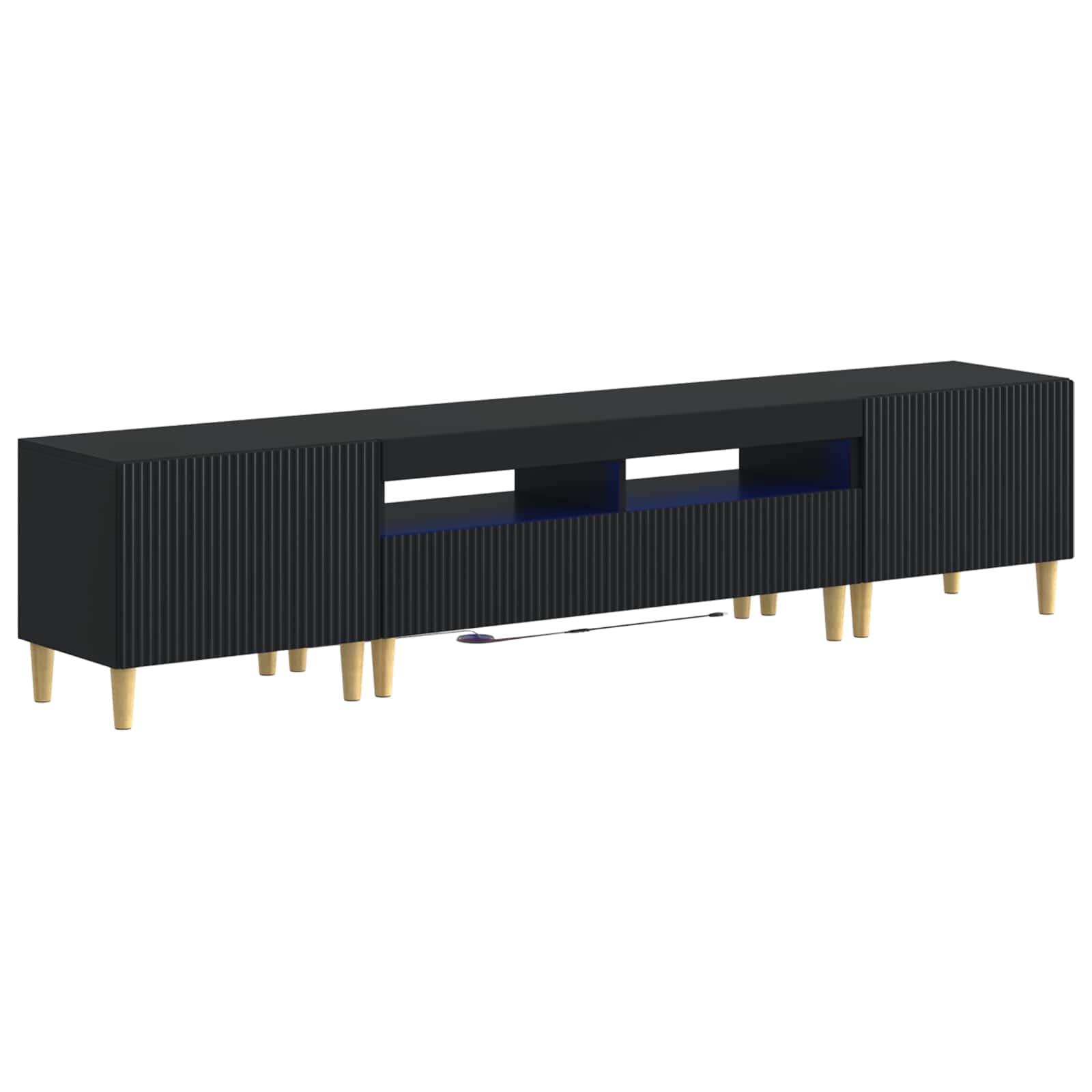 5-delige LED TV-kast ARNHEM Zwart Bewerkt hout