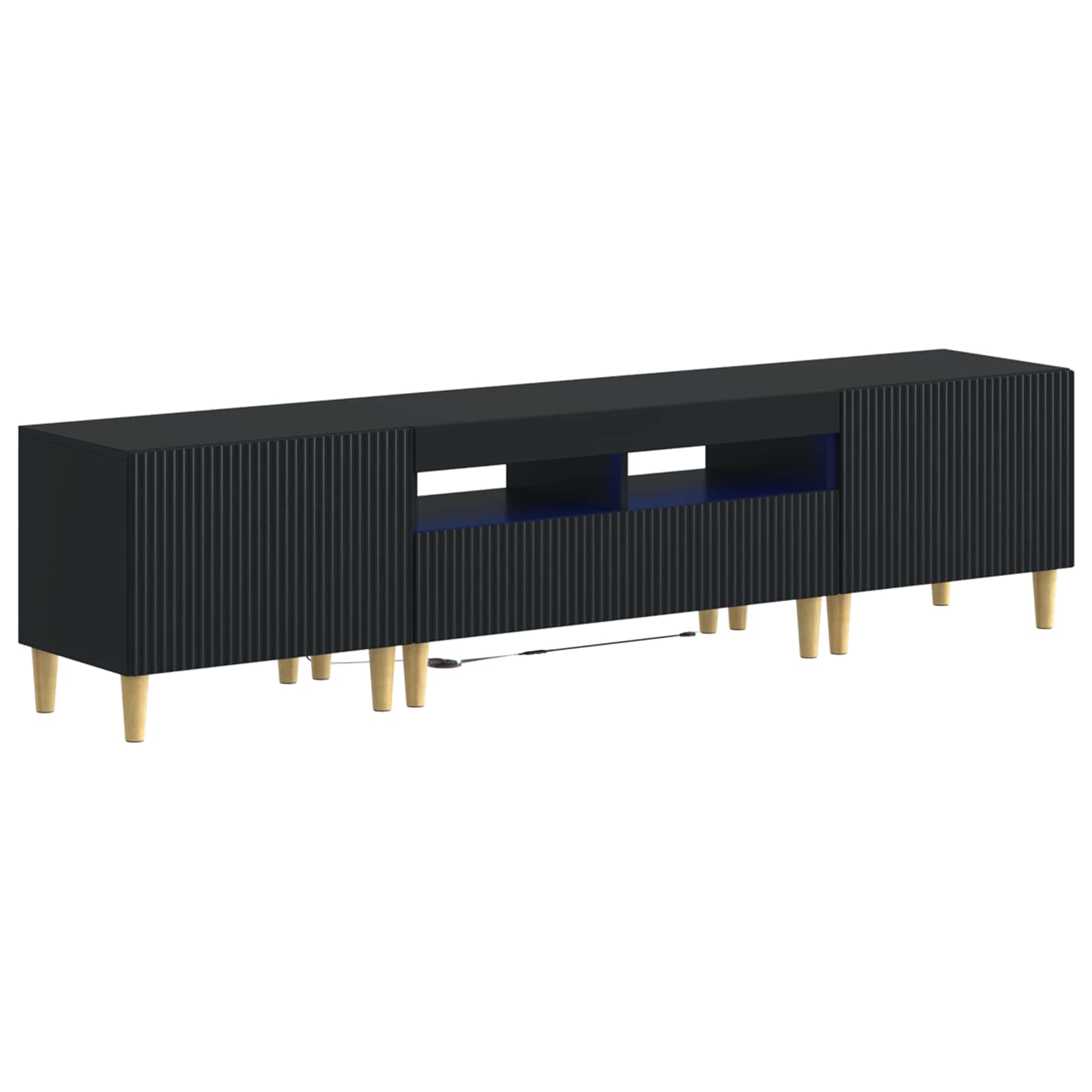 5-delige LED TV-kast Zwart Bewerkt hout