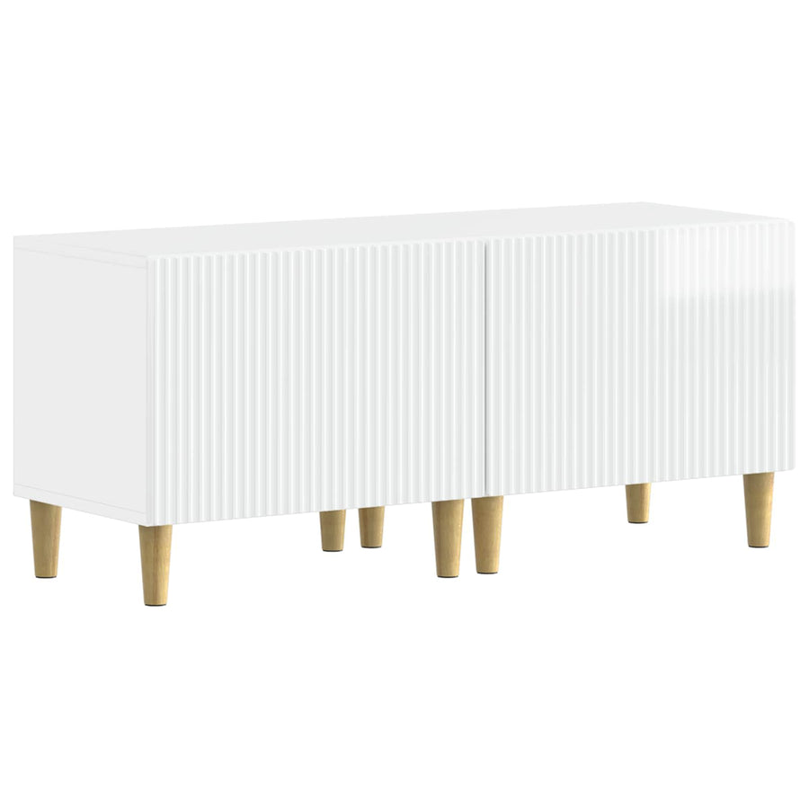 5-delige LED TV-kast Hoogglans Wit Bewerkt hout