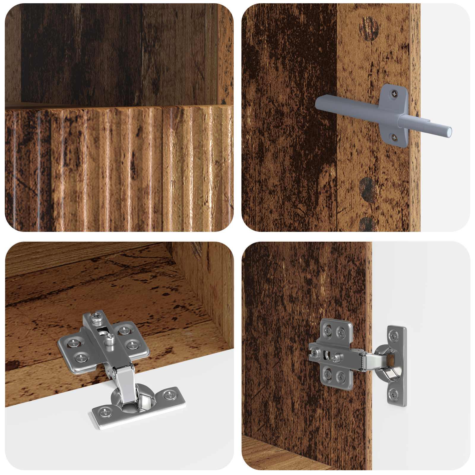 5-delige LED TV-kast Oud hout Bewerkt hout
