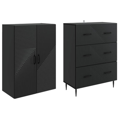 Kastenset 2 pcs Zwart 66 x 34,5 x 90 cm Bewerkt hout