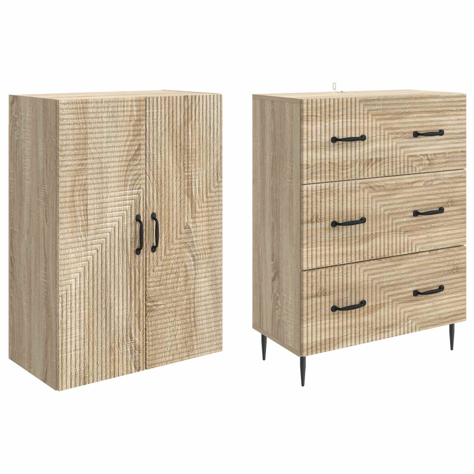 Kastenset 2 pcs Sonoma Eiken 66 x 34,5 x 90 cm Bewerkt hout