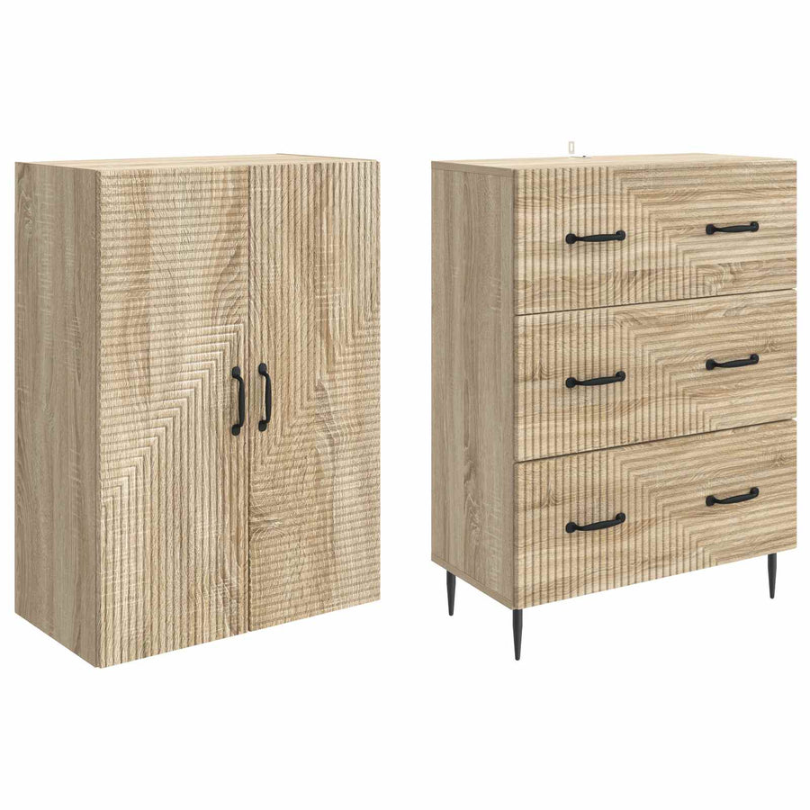 Kastenset 2 pcs Sonoma Eiken 66 x 34,5 x 90 cm Bewerkt hout