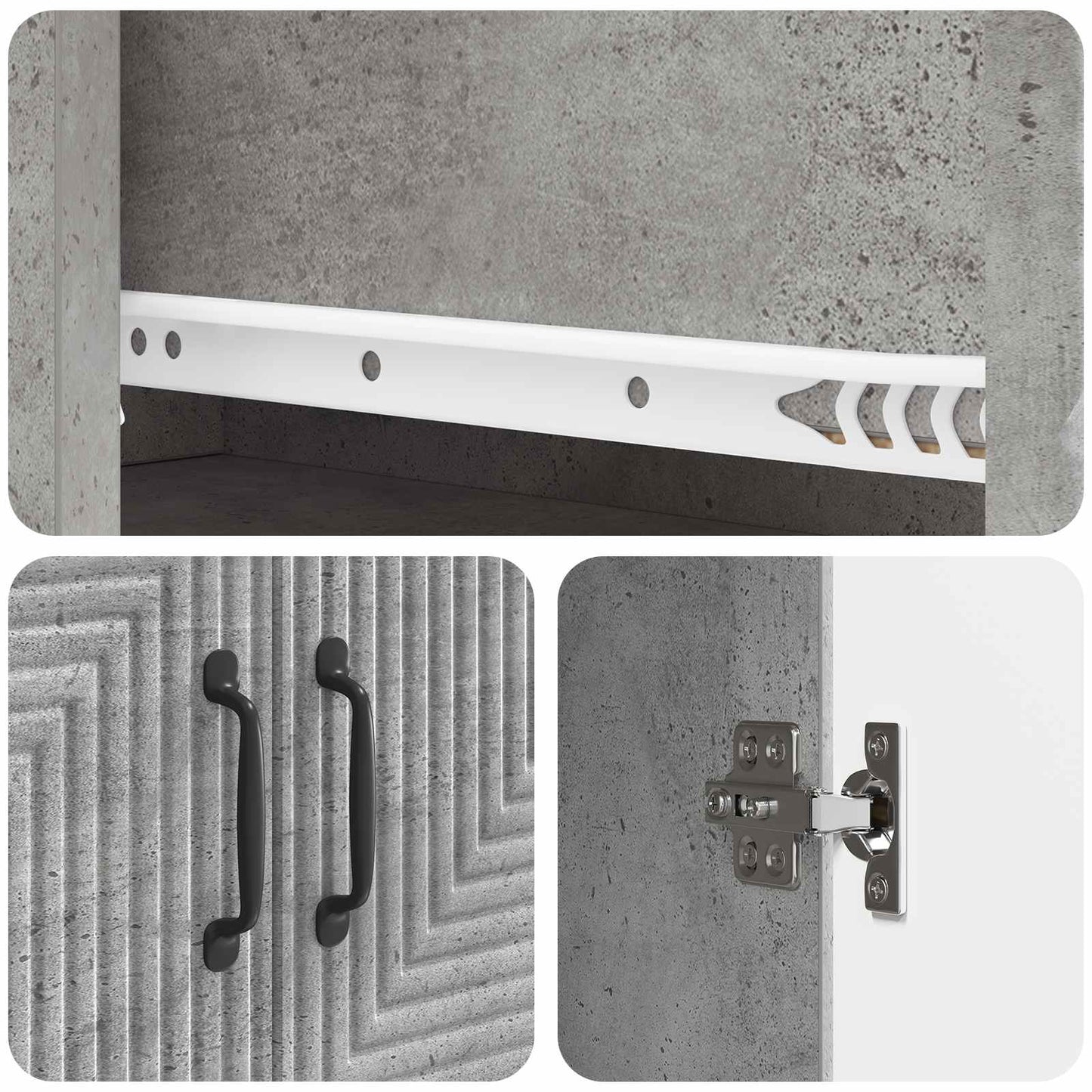 Kastenset 2 pcs Betongrijs 66 x 34,5 x 90 cm Bewerkt hout