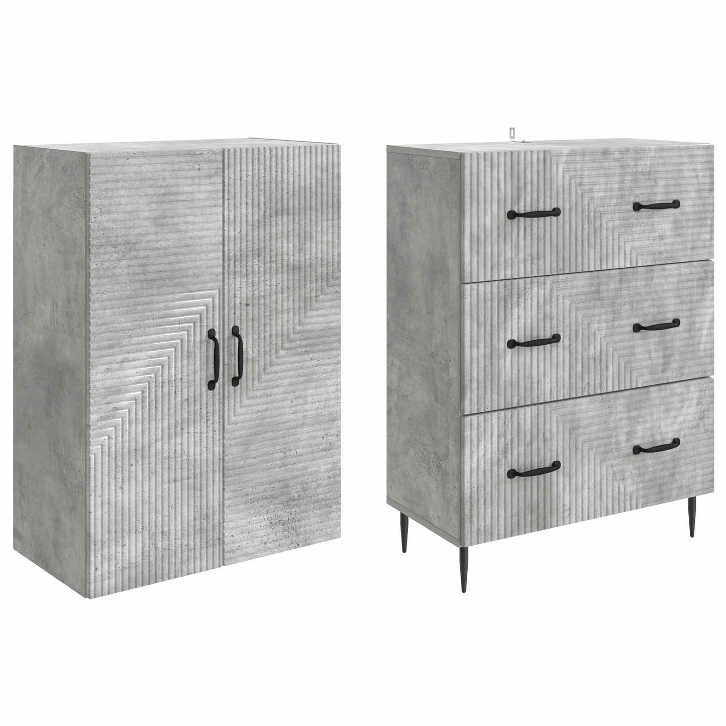 Kastenset 2 pcs Betongrijs 66 x 34,5 x 90 cm Bewerkt hout
