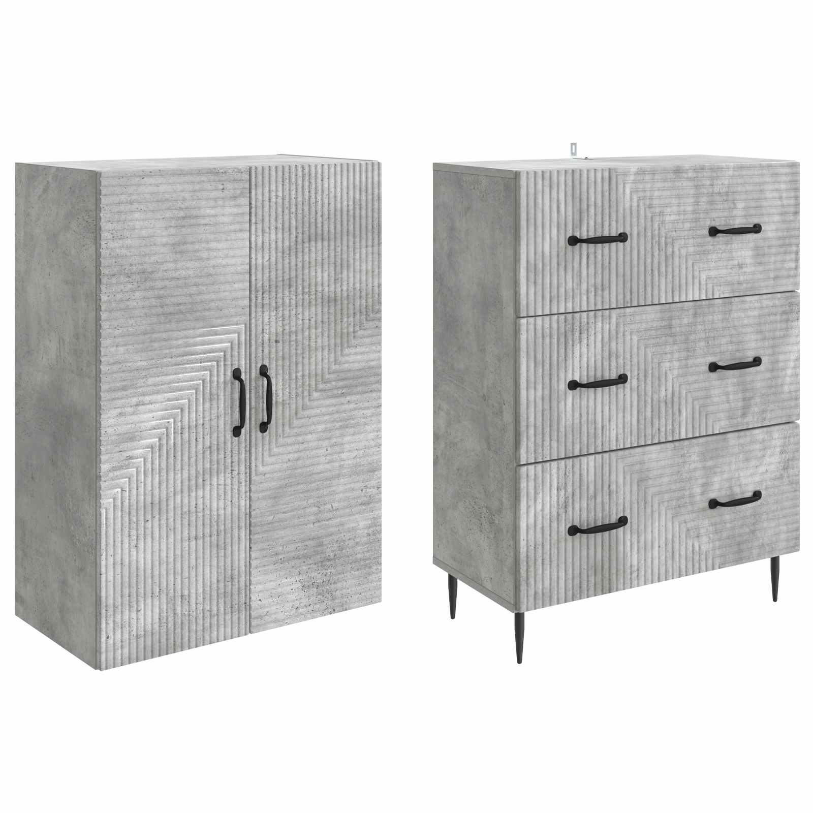 Kastenset 2 pcs Betongrijs 66 x 34,5 x 90 cm Bewerkt hout